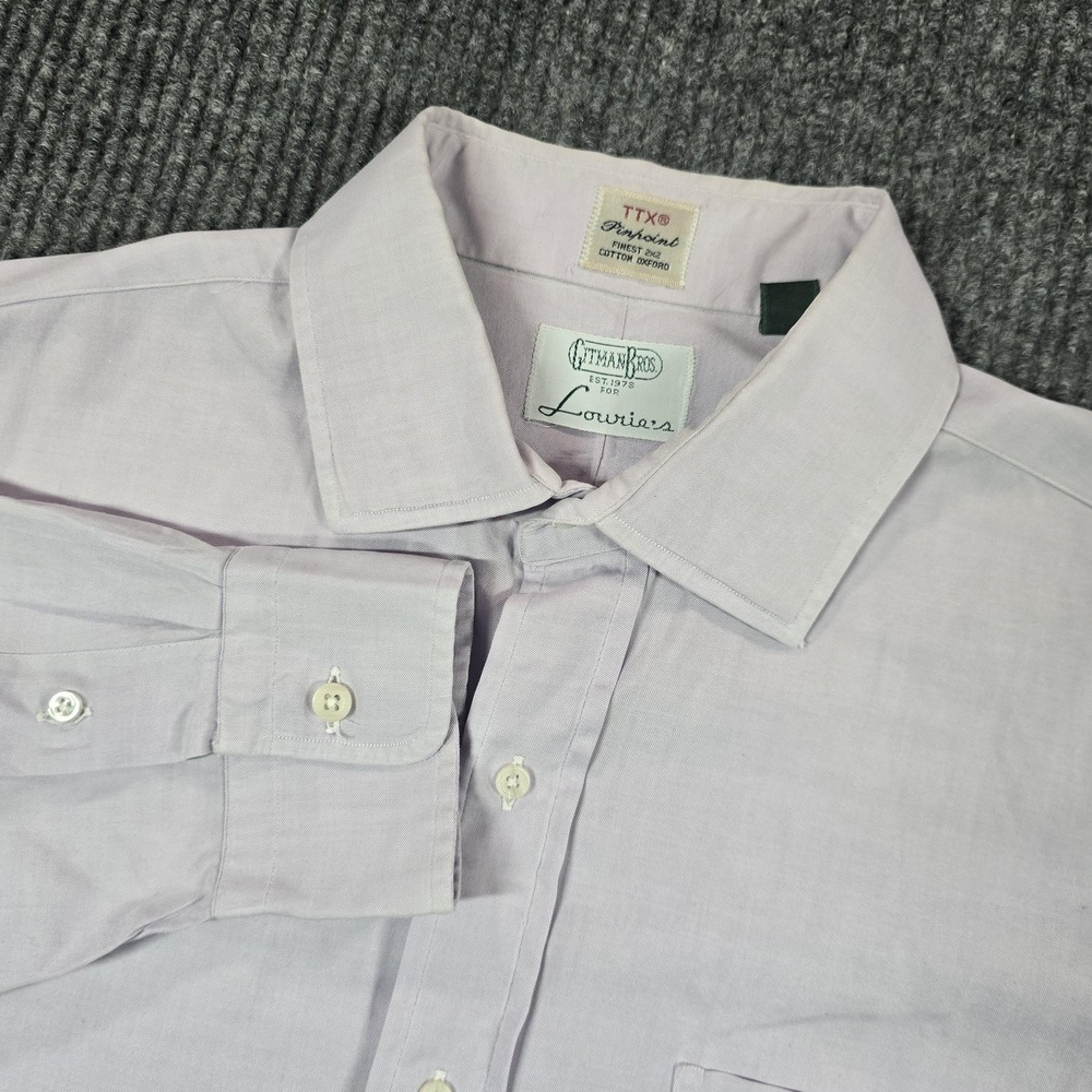 Gitman Bros.‎ Shirt Mens Large Purple Solid Cotton Oxford Long Sleeve Button USA
